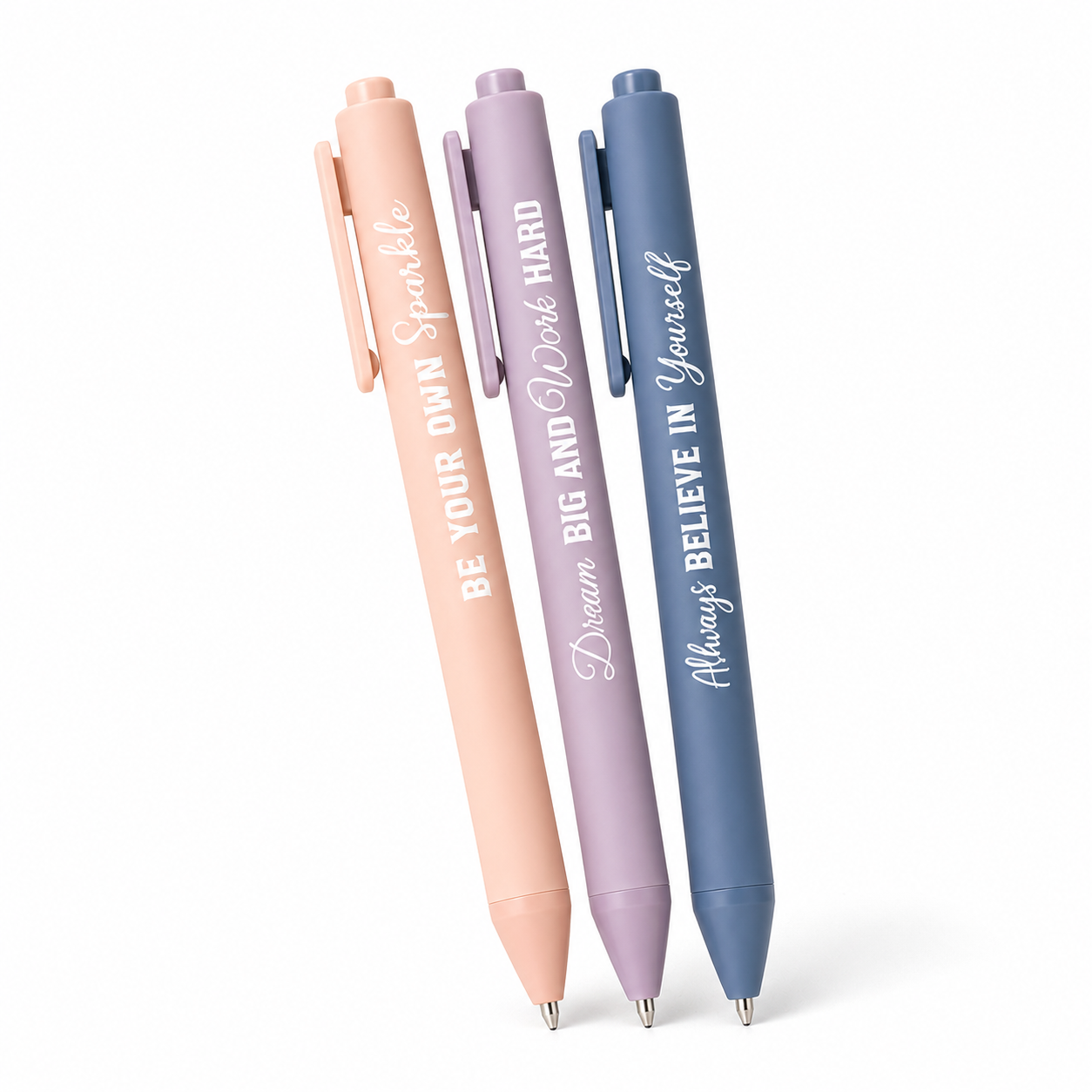 3-Piece Motivational Pen Set – Pastel Quote Pens