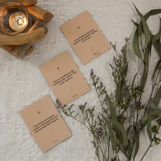 Positive Affirmation Cards for Women (54 Cards) + Wooden Display Stand