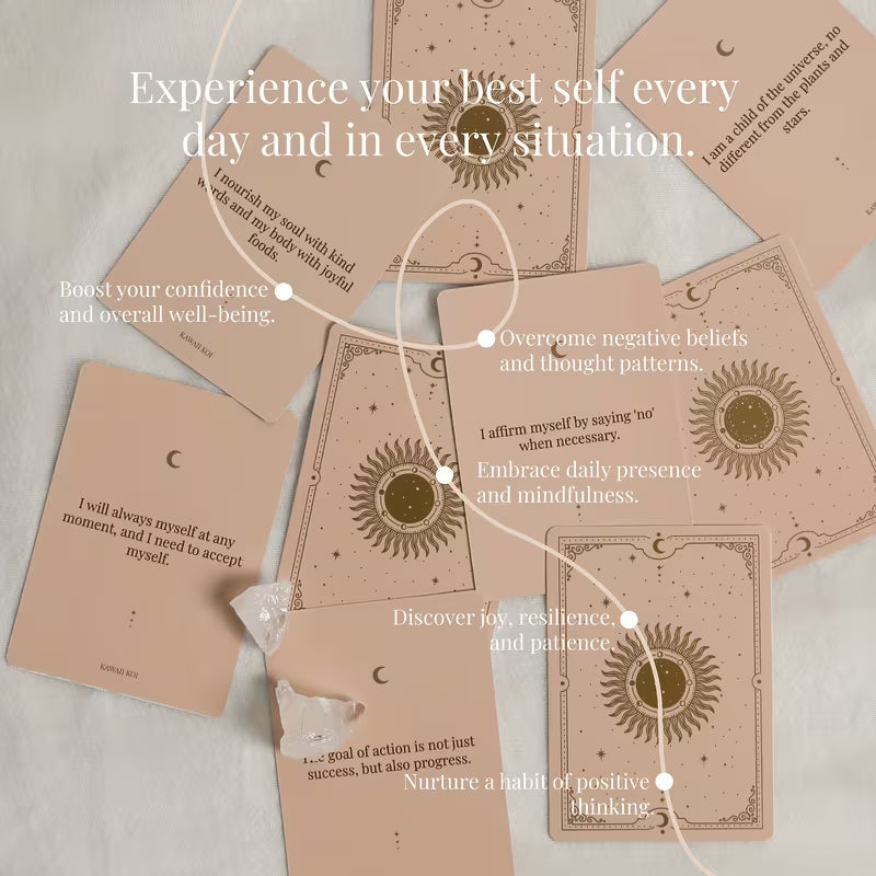 Positive Affirmation Cards for Women (54 Cards) + Wooden Display Stand
