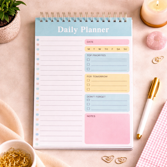 Spiral-Bound Daily Planner for Study, Work & Goal Tracking