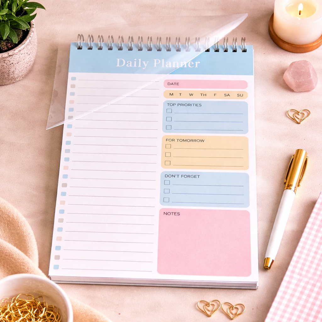 Spiral-Bound Daily Planner for Study, Work & Goal Tracking