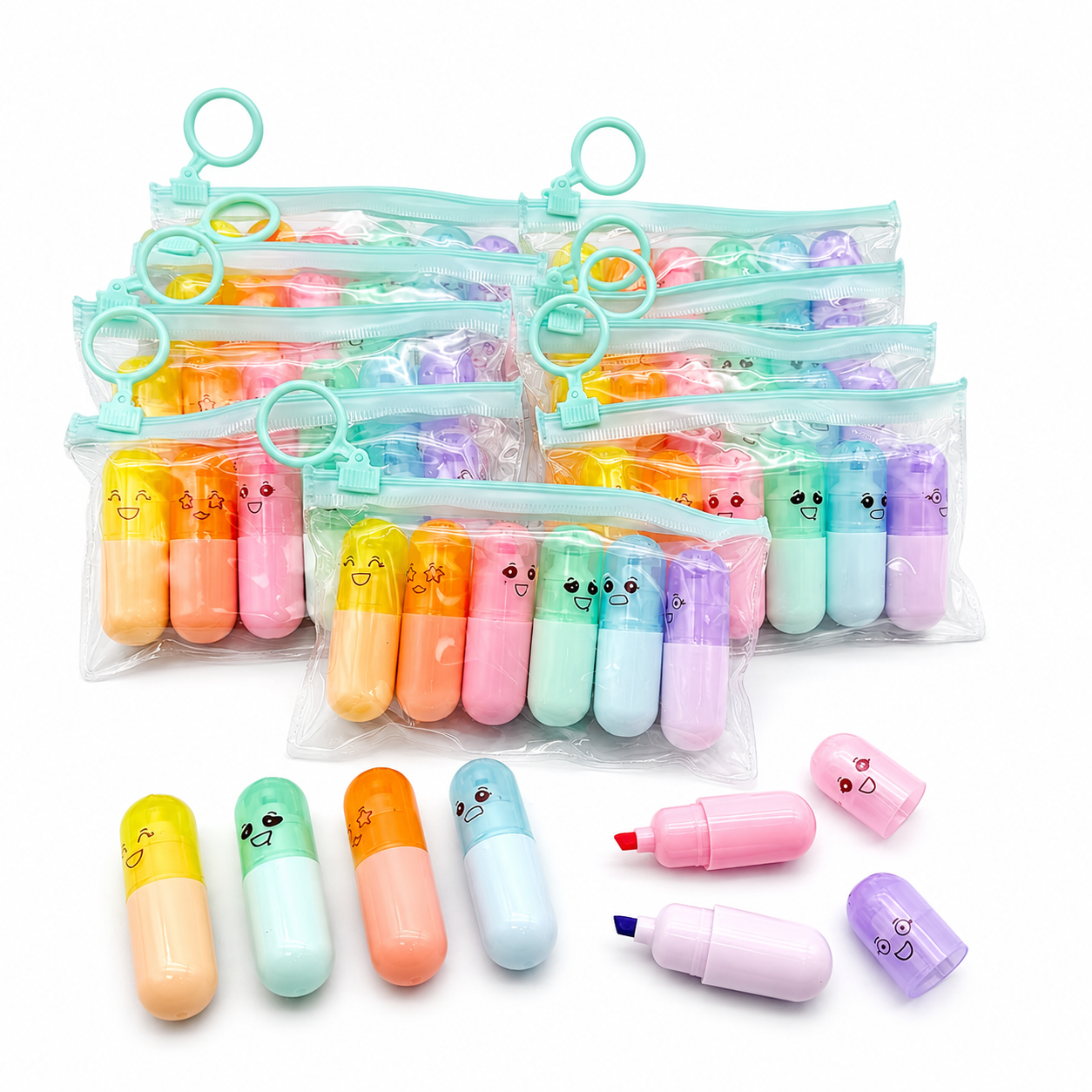 6-Color Capsule Highlighter Set – Cute Mini Pill-Shaped Markers