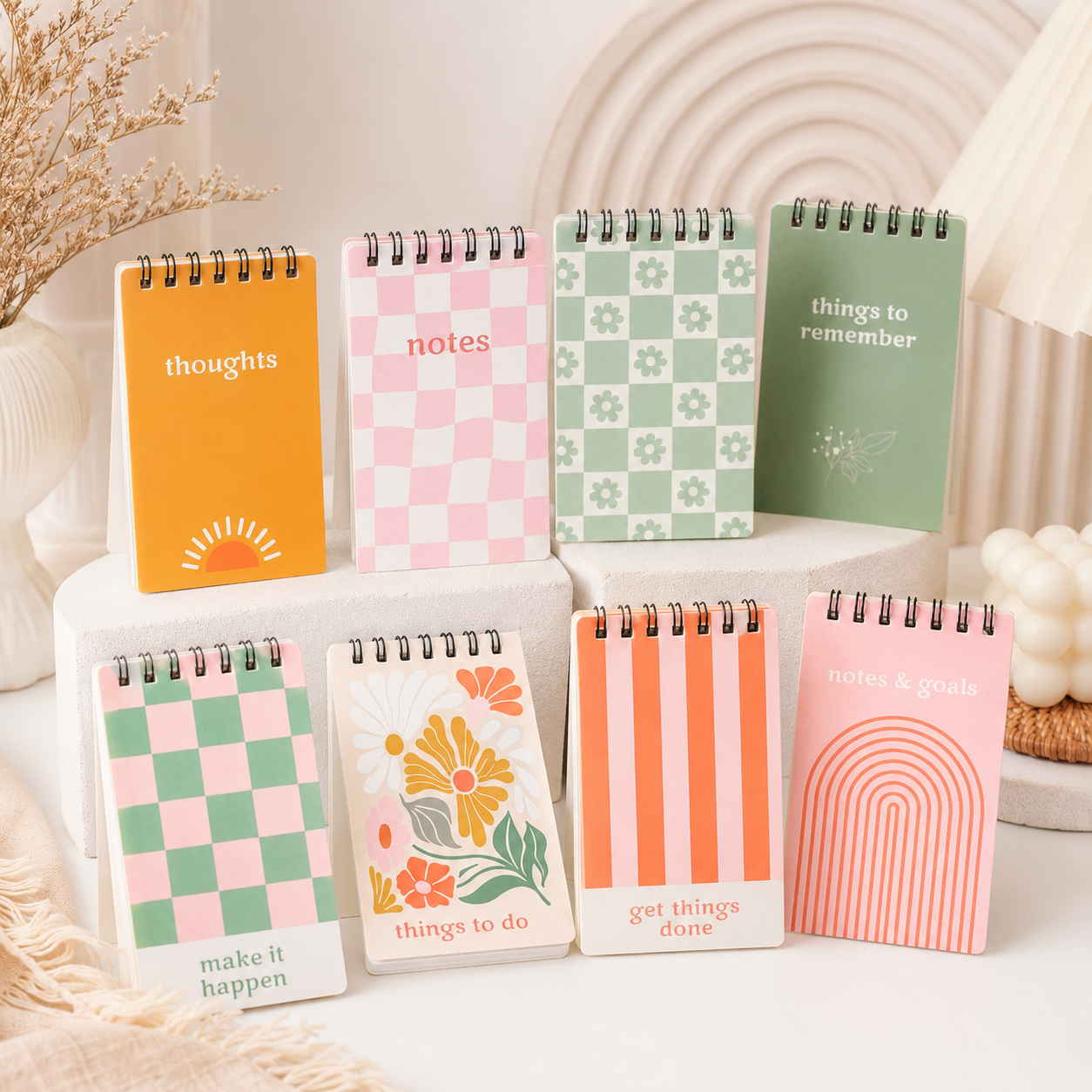 8-Piece Spring Theme Mini Spiral Notepad Set – Mixed Design Party Pack