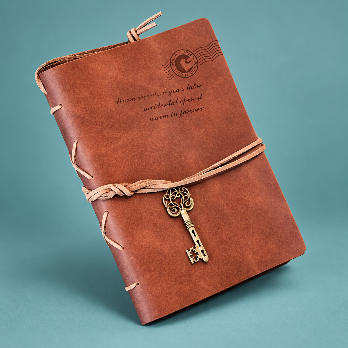 Vintage Key Charm Journal – Leather-Look Wrap Notebook