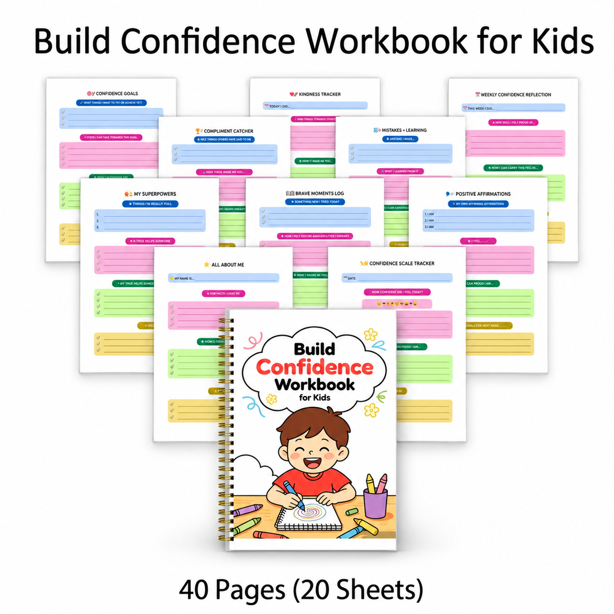 Build Confidence Workbook for Kids – Positive Affirmations & Self-Esteem Activities