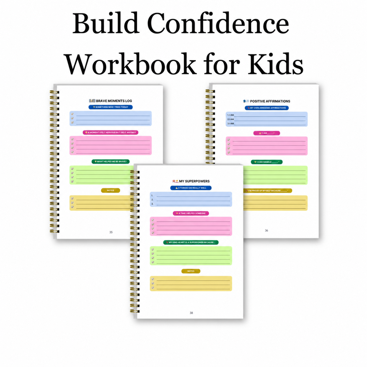 Build Confidence Workbook for Kids – Positive Affirmations & Self-Esteem Activities