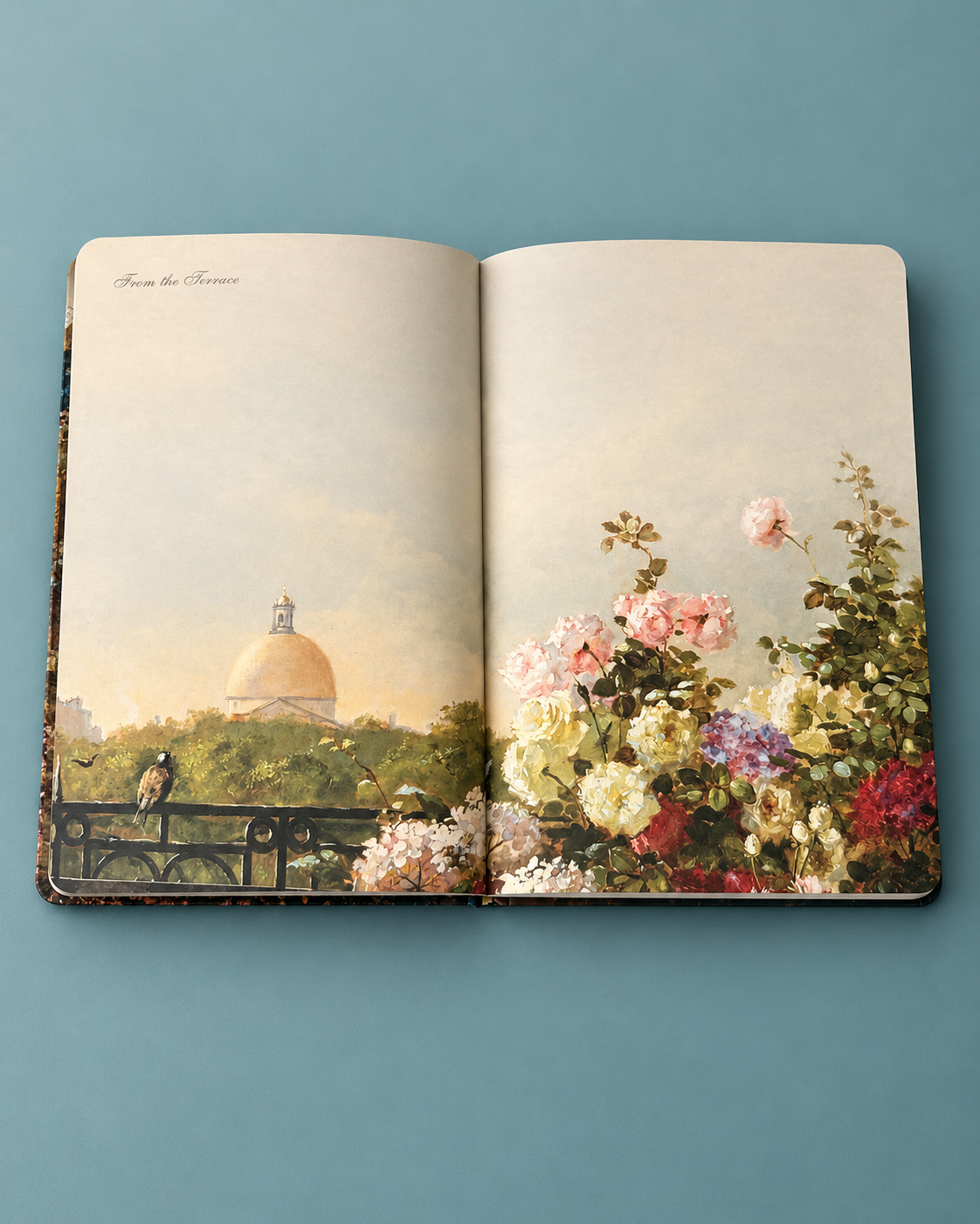 Vintage Courtyard Art Journal – A5 Illustrated Lined Notebook