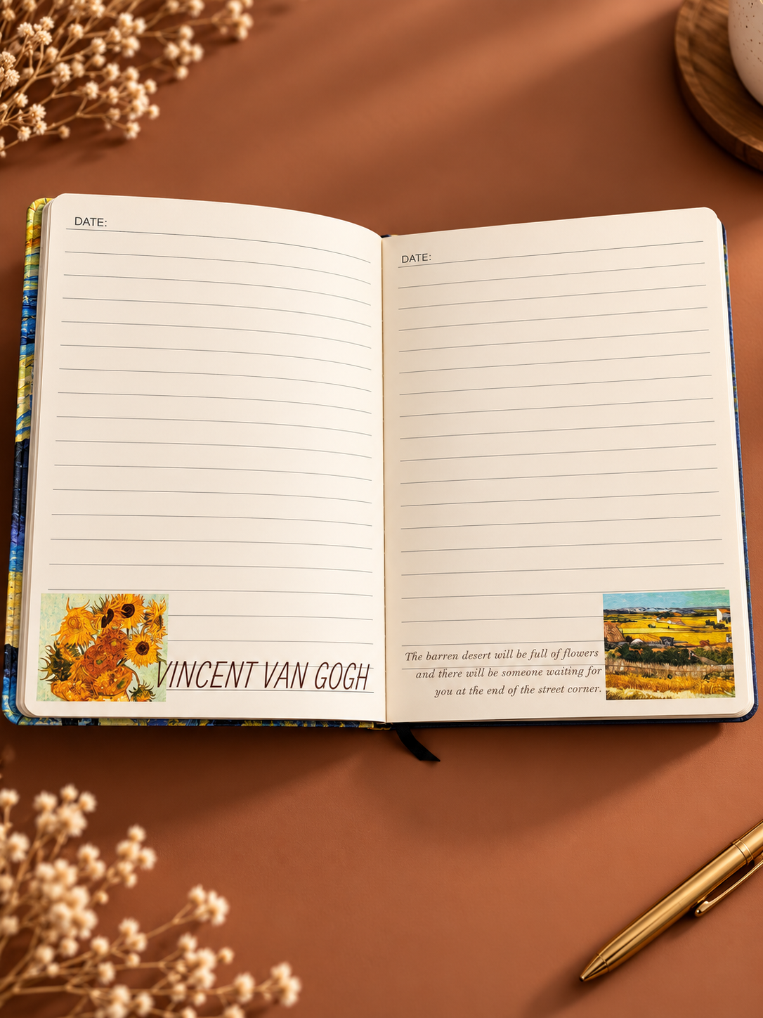 Van Gogh Art Journal – Illustrated Lined & Grid Notebook