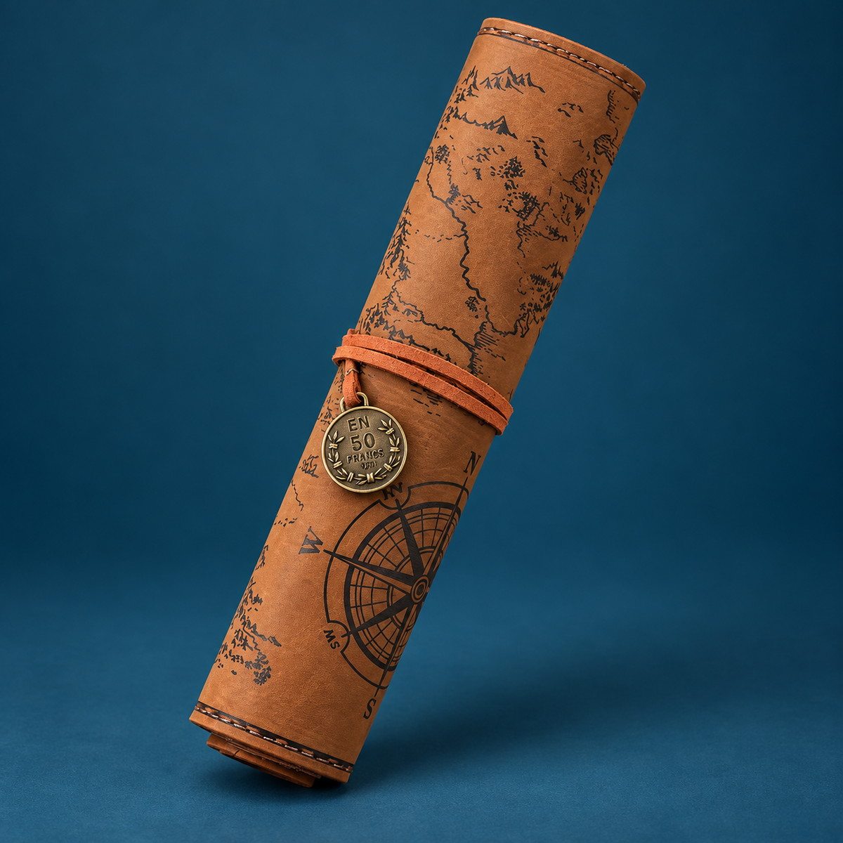 Vintage Map Roll-Up Pencil Case – Travel Stationery Organizer