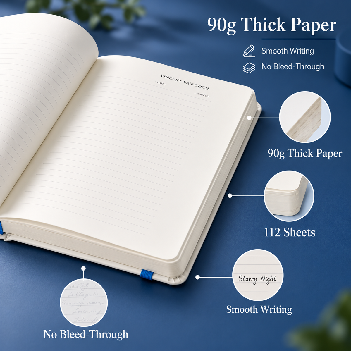 Starry Night A5 Hardcover Journal – 112 Sheets, 90 GSM Lined Paper