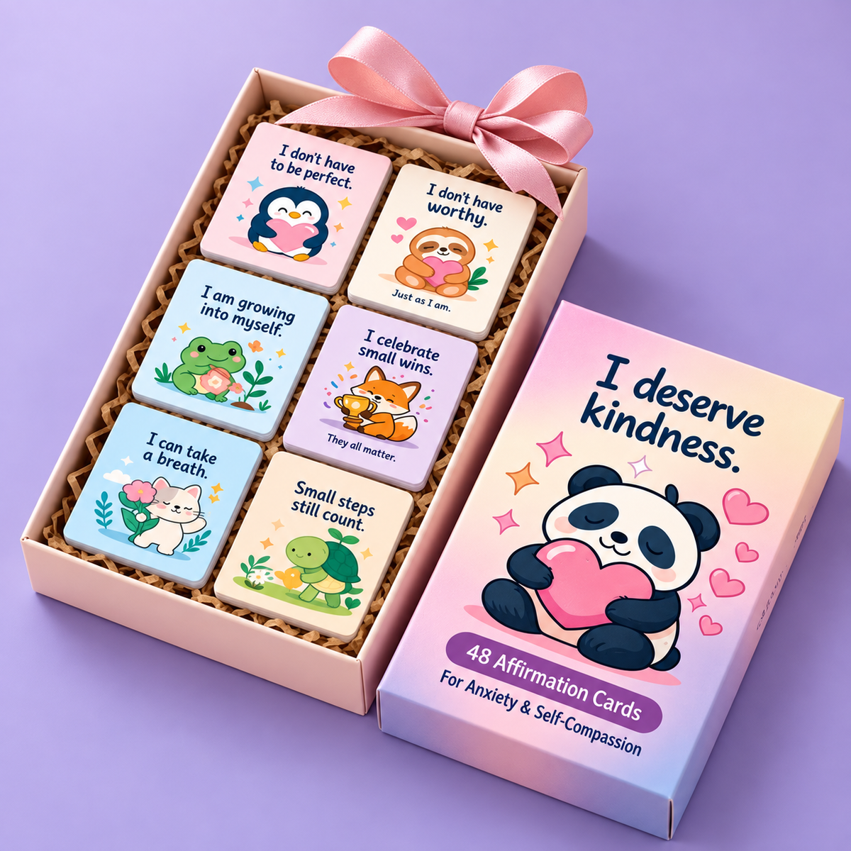 Positive Affirmation Cards for Kids – 48 Mindfulness & Self-Compassion Cards