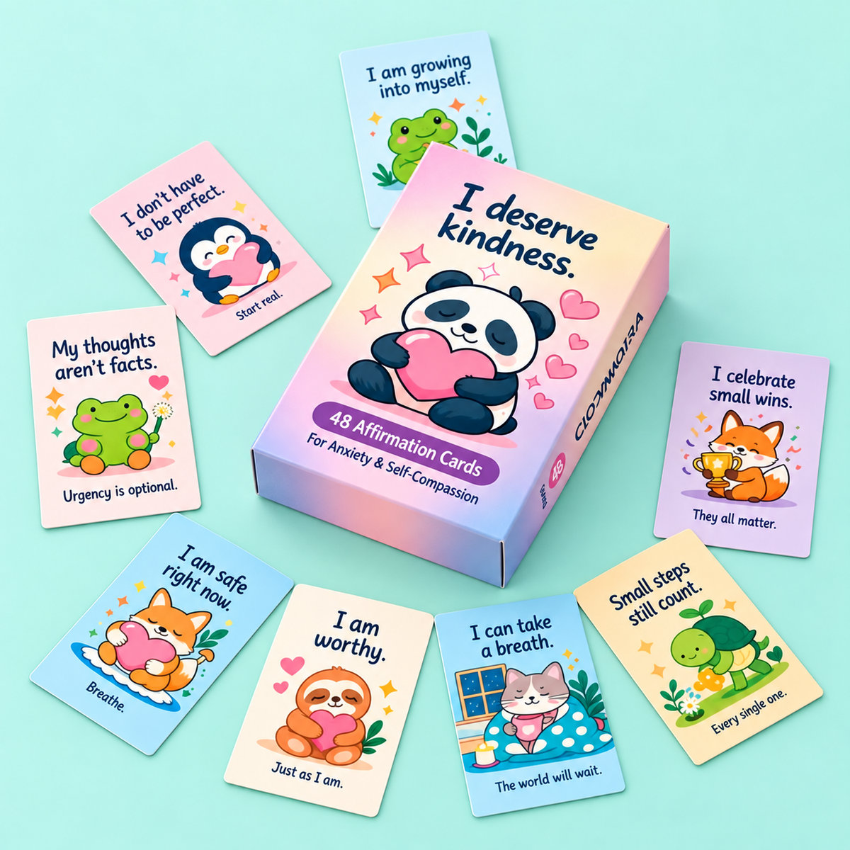 Positive Affirmation Cards for Kids – 48 Mindfulness & Self-Compassion Cards