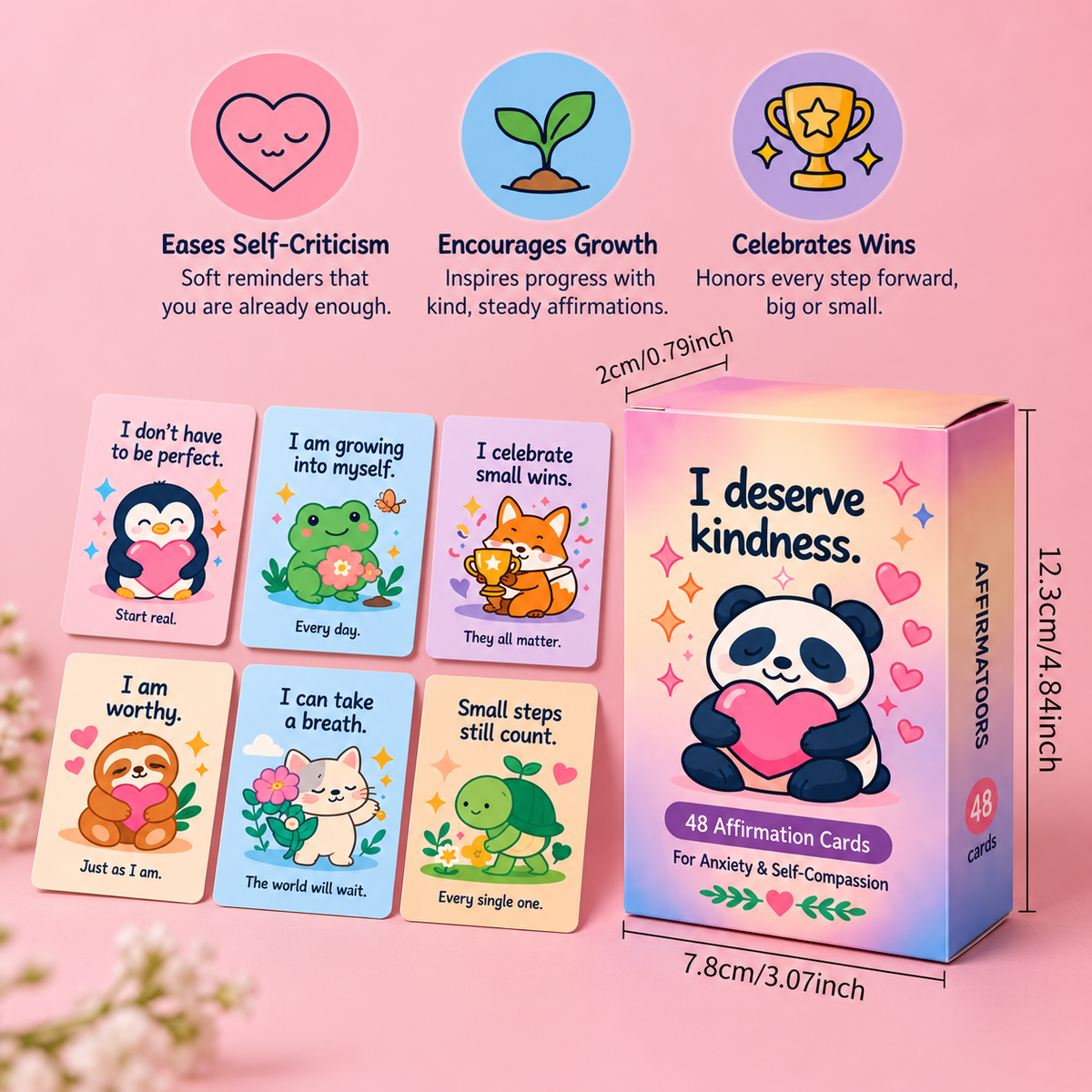Positive Affirmation Cards for Kids – 48 Mindfulness & Self-Compassion Cards