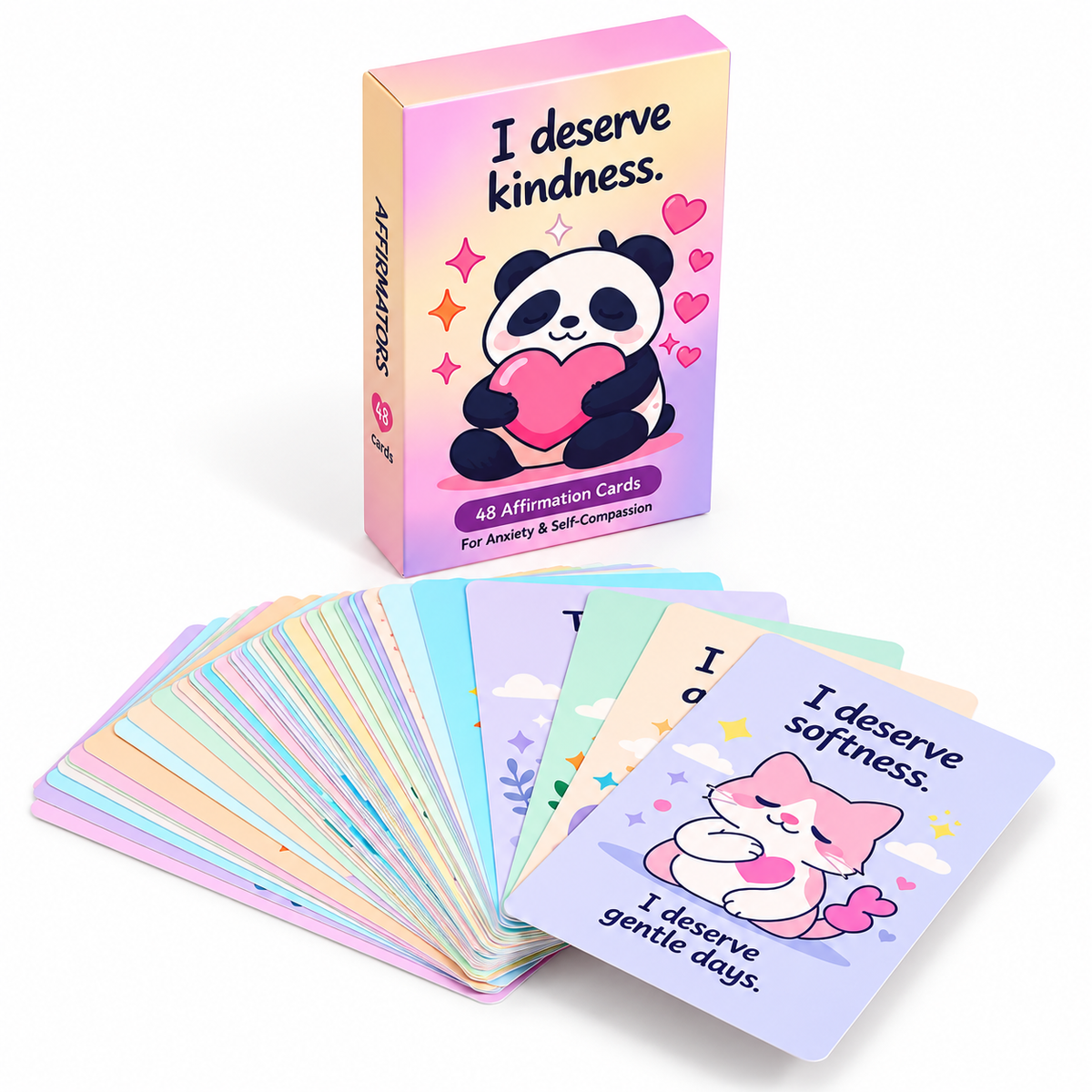 Positive Affirmation Cards for Kids – 48 Mindfulness & Self-Compassion Cards