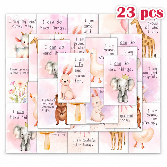 Positive Affirmation Cards for Kids – 23 Watercolour Animal Mindfulness Cards