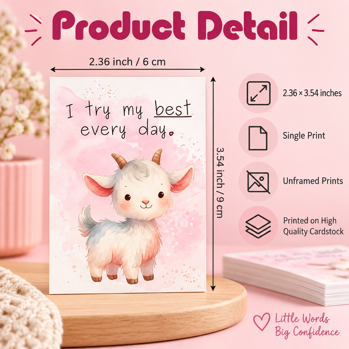 Positive Affirmation Cards for Kids – 23 Watercolour Animal Mindfulness Cards