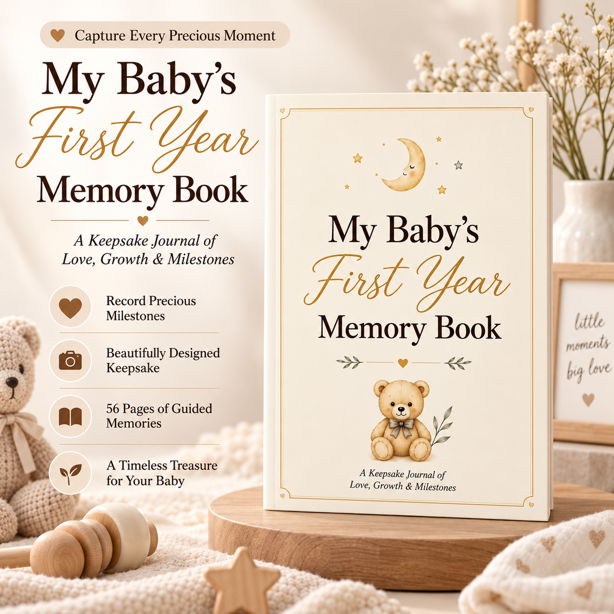 My Baby's First Year Memory Book – A4 Baby Milestone & Keepsake Journal