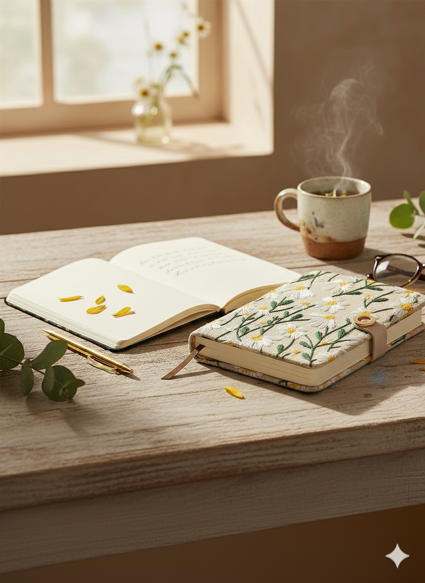 Hardcover Flower printed Notebook with Lined Pages