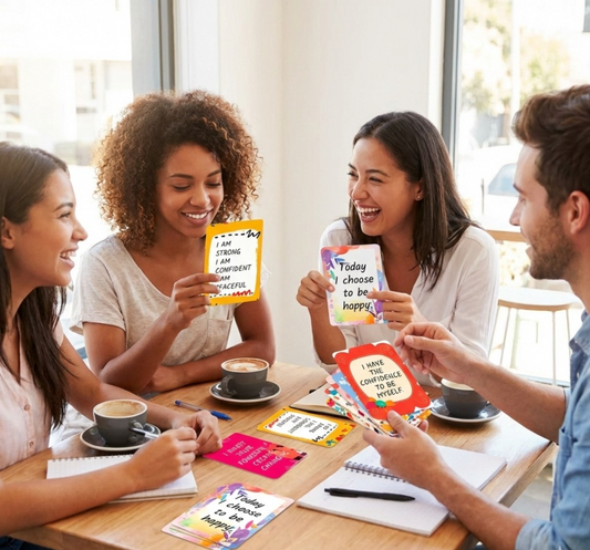 50 Sheets Inspirational Quotes Cards – Positive Affirmation Flash Cards for Teens & Adults | Motivational Learning & Copywriting Paper Cards with Fun Self-Reflection Prompts