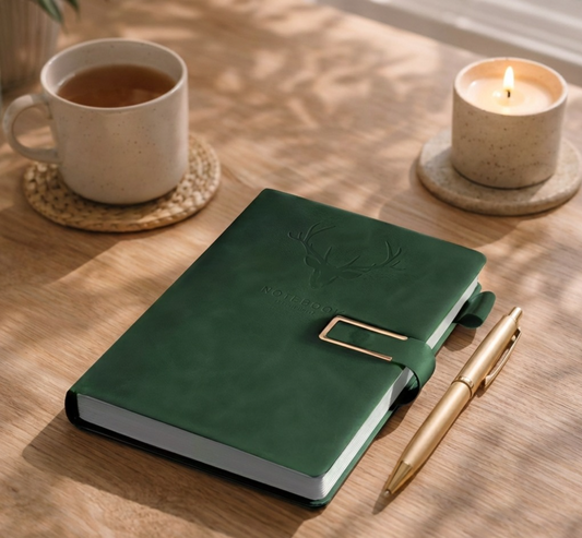 Vintage A5 Faux Leather Notebook (Soft Cover + Bookmark)