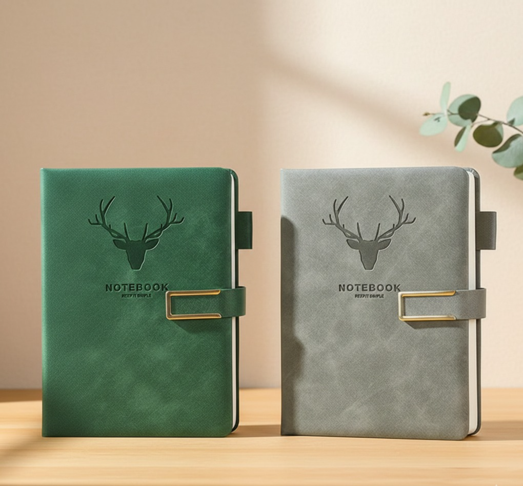 Vintage A5 Faux Leather Notebook (Soft Cover + Bookmark)