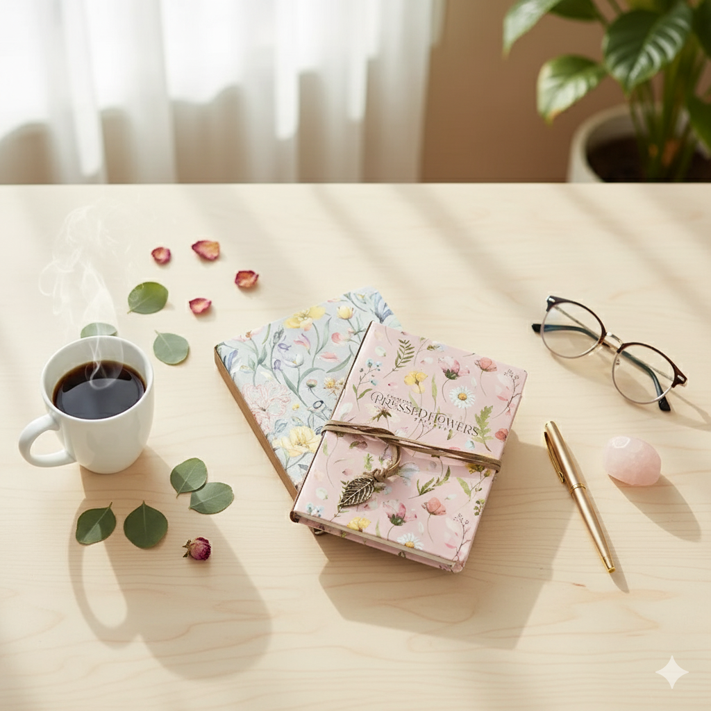 Vibrant Pastel Pressed Flowers Sketchbook - 80 Blank Pages, Portable Travel Journal & Cute Notebook