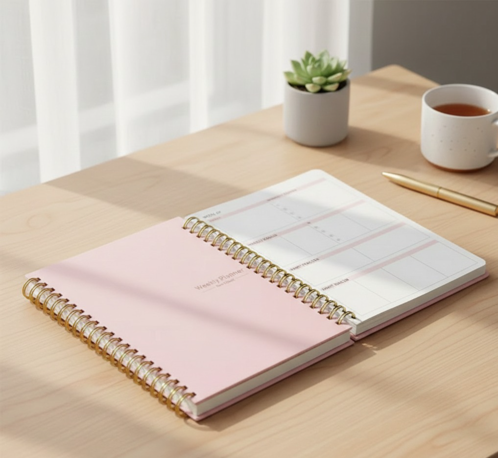 Undated Weekly Planner A5 (Habit Tracker + Stickers + Spiral Binding)