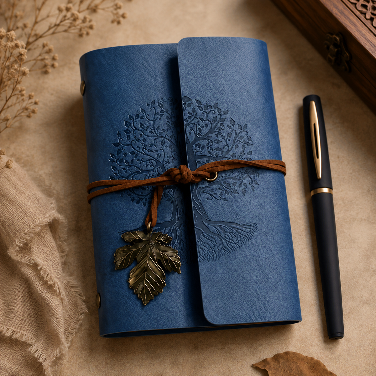 Vintage Spiral A6 Journal Gift Set – Notebook with 2 Black & Gold Gel Pens and 5 Refills