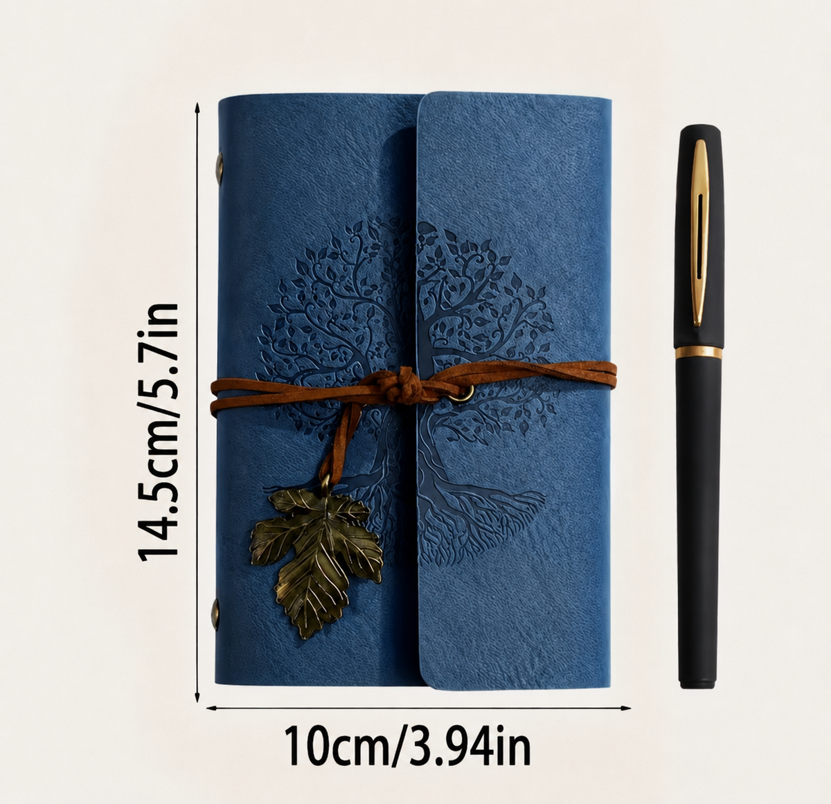 Vintage Spiral A6 Journal Gift Set – Notebook with 2 Black & Gold Gel Pens and 5 Refills