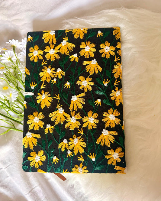 Daisy Blank Pages Notebook Journal – A5 Embroidered Hardcover for Journaling & Notes