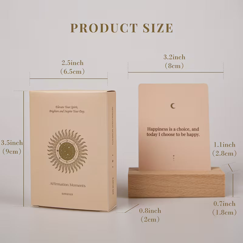 Positive Affirmation Cards for Women (54 Cards) + Wooden Display Stand